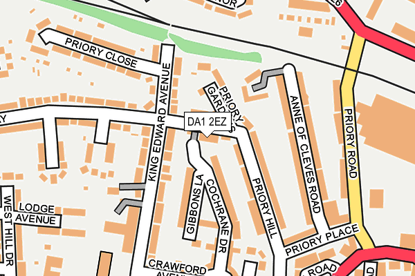 DA1 2EZ map - OS OpenMap – Local (Ordnance Survey)