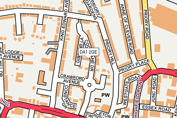 DA1 2GE map - OS OpenMap – Local (Ordnance Survey)