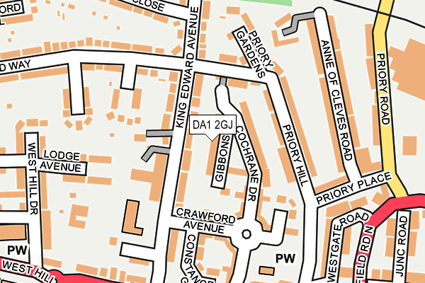 DA1 2GJ map - OS OpenMap – Local (Ordnance Survey)