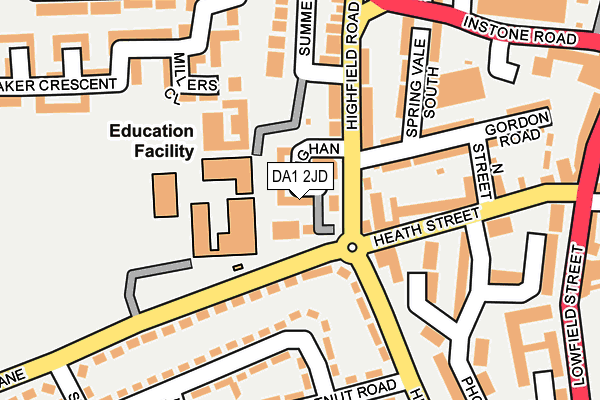DA1 2JD map - OS OpenMap – Local (Ordnance Survey)