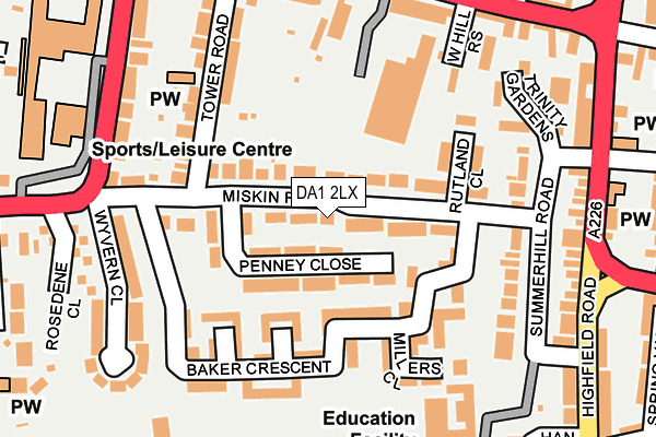 DA1 2LX map - OS OpenMap – Local (Ordnance Survey)