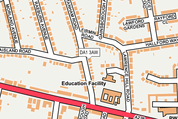 DA1 3AW map - OS OpenMap – Local (Ordnance Survey)