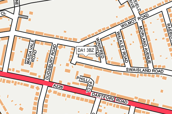 DA1 3BZ map - OS OpenMap – Local (Ordnance Survey)