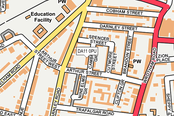 DA11 0PU map - OS OpenMap – Local (Ordnance Survey)