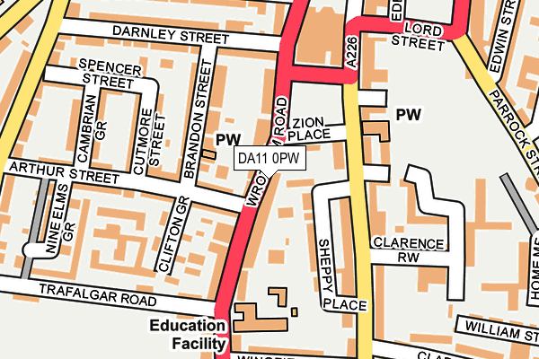 DA11 0PW map - OS OpenMap – Local (Ordnance Survey)