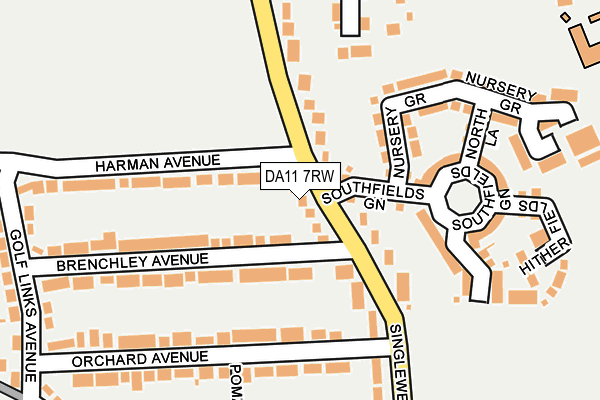 DA11 7RW map - OS OpenMap – Local (Ordnance Survey)