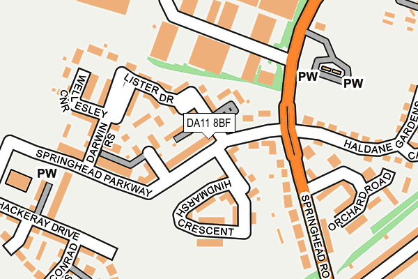 DA11 8BF map - OS OpenMap – Local (Ordnance Survey)
