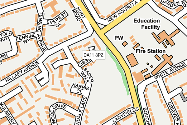 DA11 8PZ map - OS OpenMap – Local (Ordnance Survey)