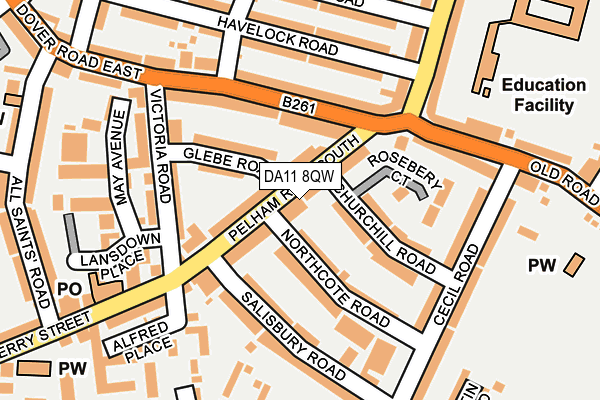 DA11 8QW map - OS OpenMap – Local (Ordnance Survey)