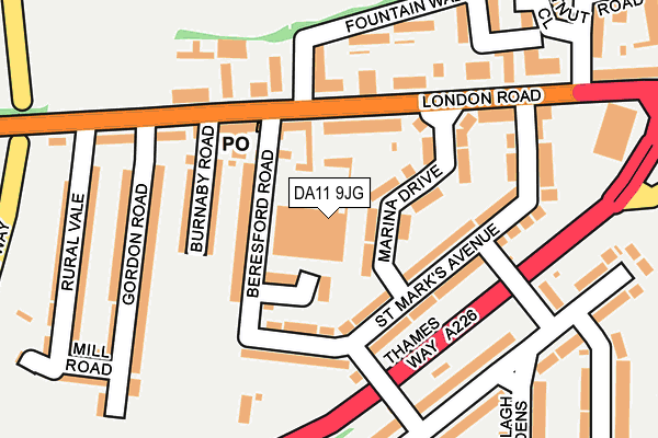 DA11 9JG map - OS OpenMap – Local (Ordnance Survey)