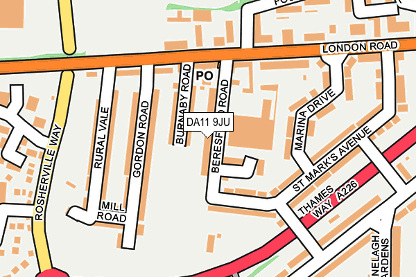 DA11 9JU map - OS OpenMap – Local (Ordnance Survey)