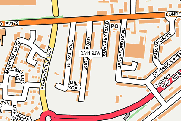 DA11 9JW map - OS OpenMap – Local (Ordnance Survey)