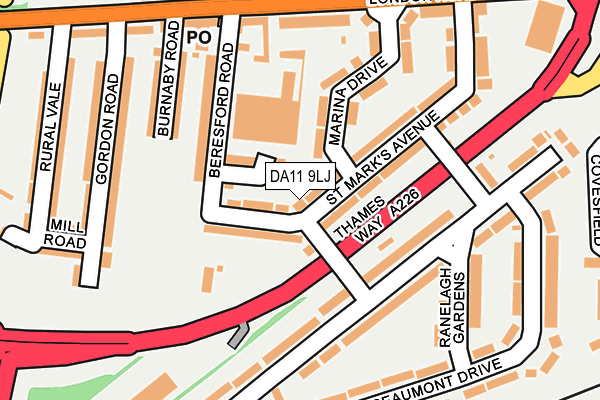 DA11 9LJ map - OS OpenMap – Local (Ordnance Survey)