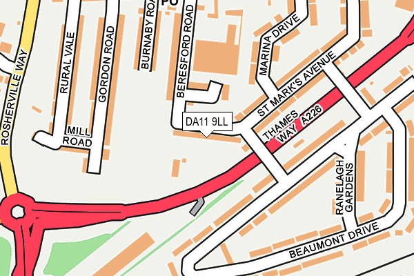 DA11 9LL map - OS OpenMap – Local (Ordnance Survey)