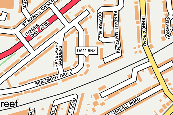 DA11 9NZ map - OS OpenMap – Local (Ordnance Survey)