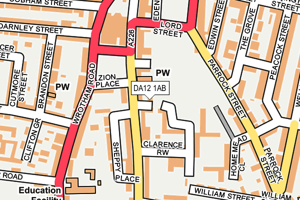 DA12 1AB map - OS OpenMap – Local (Ordnance Survey)