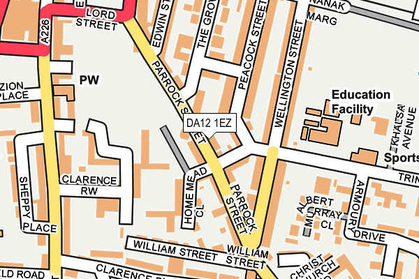 DA12 1EZ map - OS OpenMap – Local (Ordnance Survey)