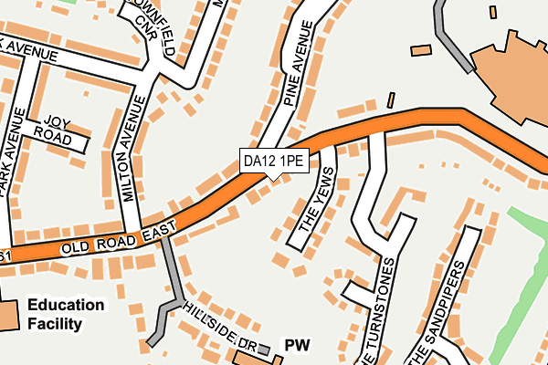 DA12 1PE map - OS OpenMap – Local (Ordnance Survey)