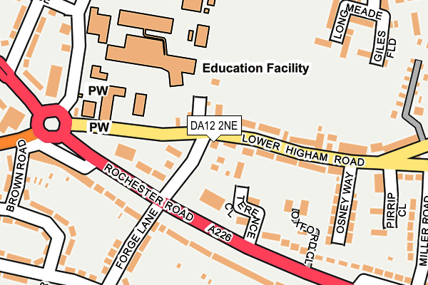 DA12 2NE map - OS OpenMap – Local (Ordnance Survey)