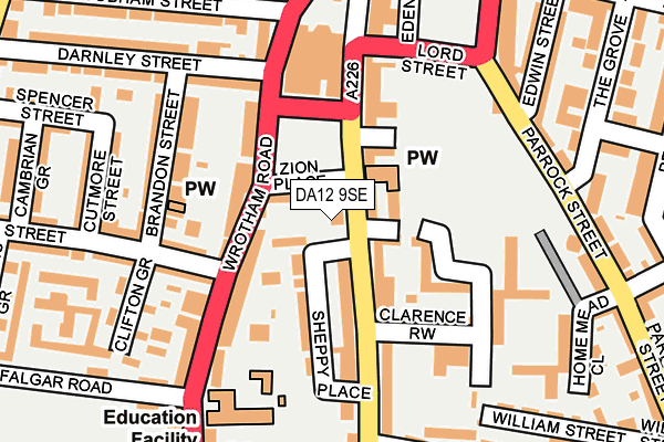 DA12 9SE map - OS OpenMap – Local (Ordnance Survey)