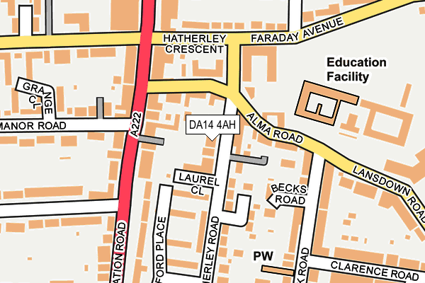 DA14 4AH map - OS OpenMap – Local (Ordnance Survey)
