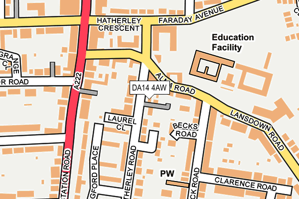 DA14 4AW map - OS OpenMap – Local (Ordnance Survey)
