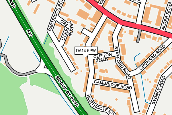 DA14 6PW map - OS OpenMap – Local (Ordnance Survey)