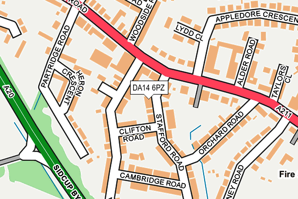 DA14 6PZ map - OS OpenMap – Local (Ordnance Survey)