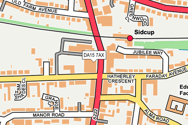 DA15 7AX map - OS OpenMap – Local (Ordnance Survey)