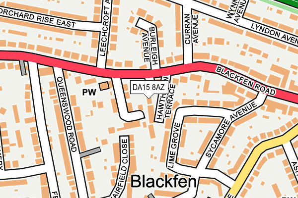 DA15 8AZ map - OS OpenMap – Local (Ordnance Survey)