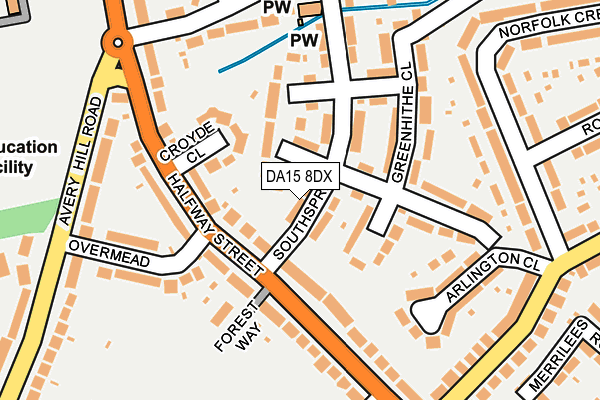 DA15 8DX map - OS OpenMap – Local (Ordnance Survey)