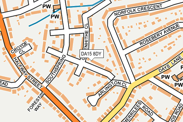 DA15 8DY map - OS OpenMap – Local (Ordnance Survey)