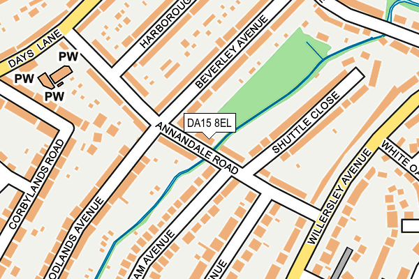DA15 8EL map - OS OpenMap – Local (Ordnance Survey)