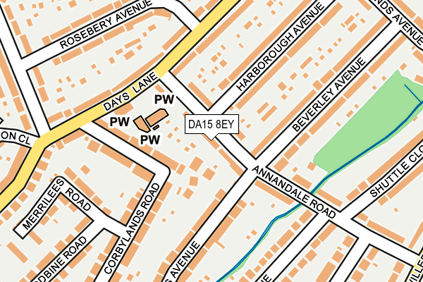 DA15 8EY map - OS OpenMap – Local (Ordnance Survey)