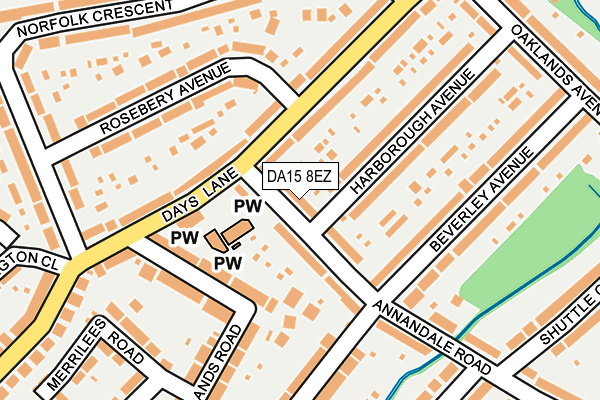 DA15 8EZ map - OS OpenMap – Local (Ordnance Survey)
