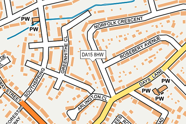 DA15 8HW map - OS OpenMap – Local (Ordnance Survey)