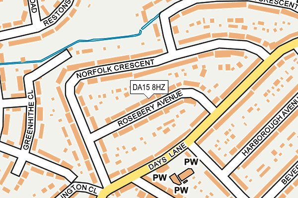 DA15 8HZ map - OS OpenMap – Local (Ordnance Survey)