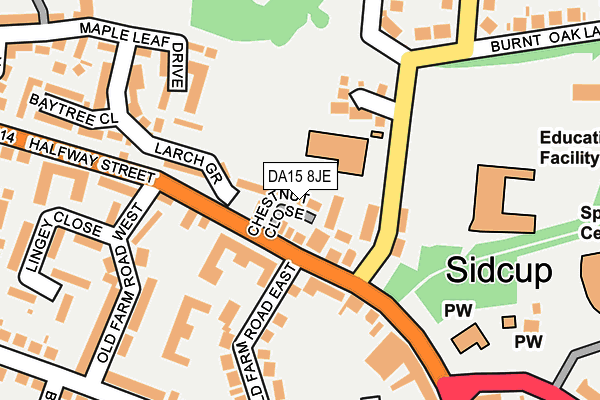 DA15 8JE map - OS OpenMap – Local (Ordnance Survey)