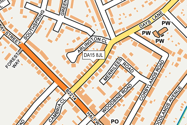 DA15 8JL map - OS OpenMap – Local (Ordnance Survey)