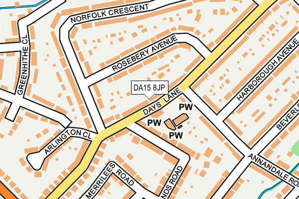 DA15 8JP map - OS OpenMap – Local (Ordnance Survey)