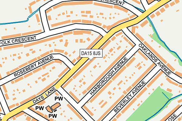DA15 8JS map - OS OpenMap – Local (Ordnance Survey)