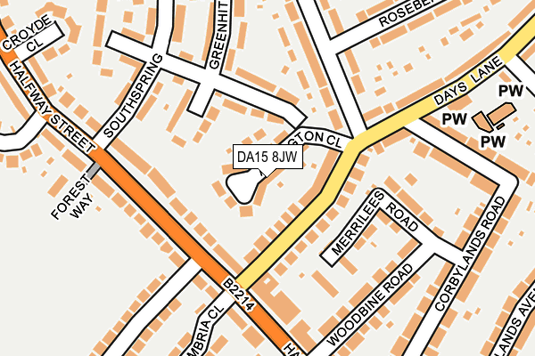 DA15 8JW map - OS OpenMap – Local (Ordnance Survey)