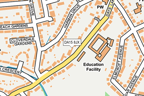 DA15 8JX map - OS OpenMap – Local (Ordnance Survey)