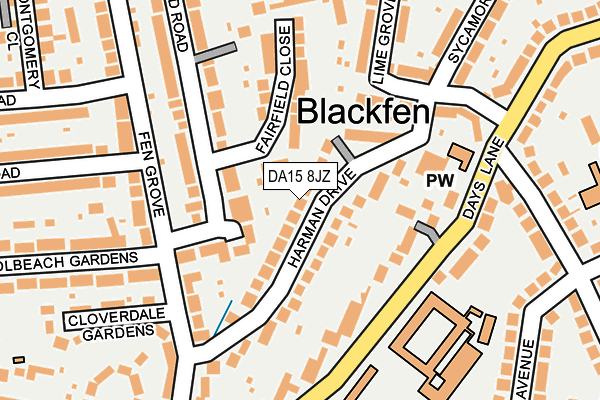 DA15 8JZ map - OS OpenMap – Local (Ordnance Survey)