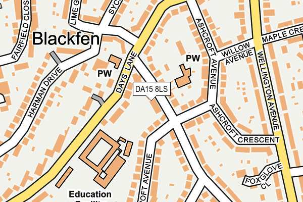 DA15 8LS map - OS OpenMap – Local (Ordnance Survey)