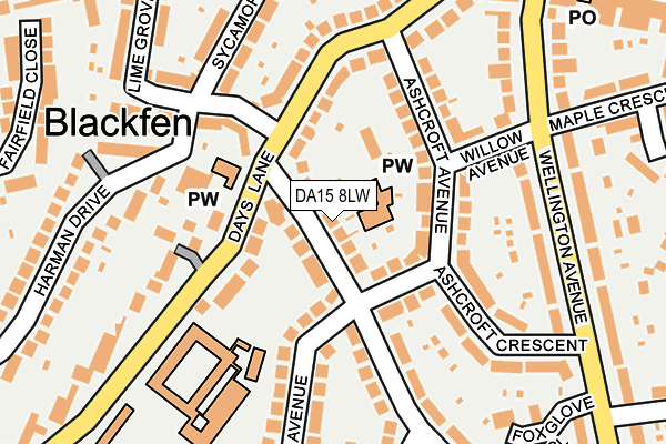 DA15 8LW map - OS OpenMap – Local (Ordnance Survey)