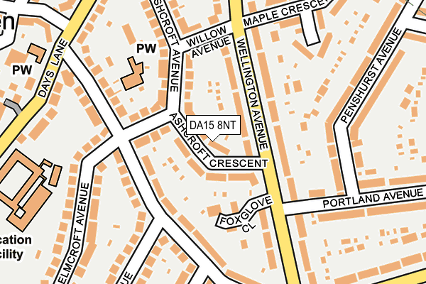 DA15 8NT map - OS OpenMap – Local (Ordnance Survey)