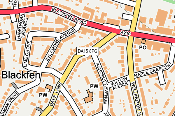DA15 8PG map - OS OpenMap – Local (Ordnance Survey)