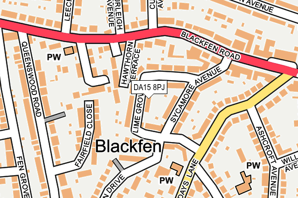 DA15 8PJ map - OS OpenMap – Local (Ordnance Survey)