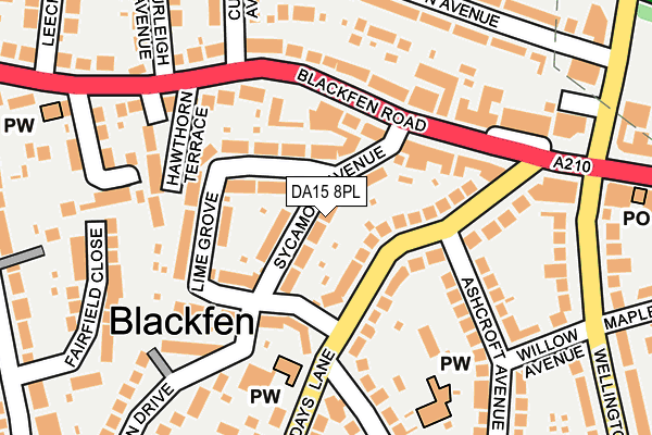 DA15 8PL map - OS OpenMap – Local (Ordnance Survey)